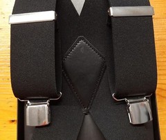 Solid Color Black 50mm 4 Arm Leather Strap 100% Made in Italy