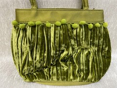 Dents Women’s Bag Green Velvet w/Satin Inner Zipper Attached Vanity Mirror