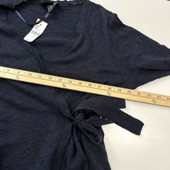 Lane Bryant Sweater Women’s 10/12 Navy Blue Cotton Rayon Blend Faux Wrap Tie