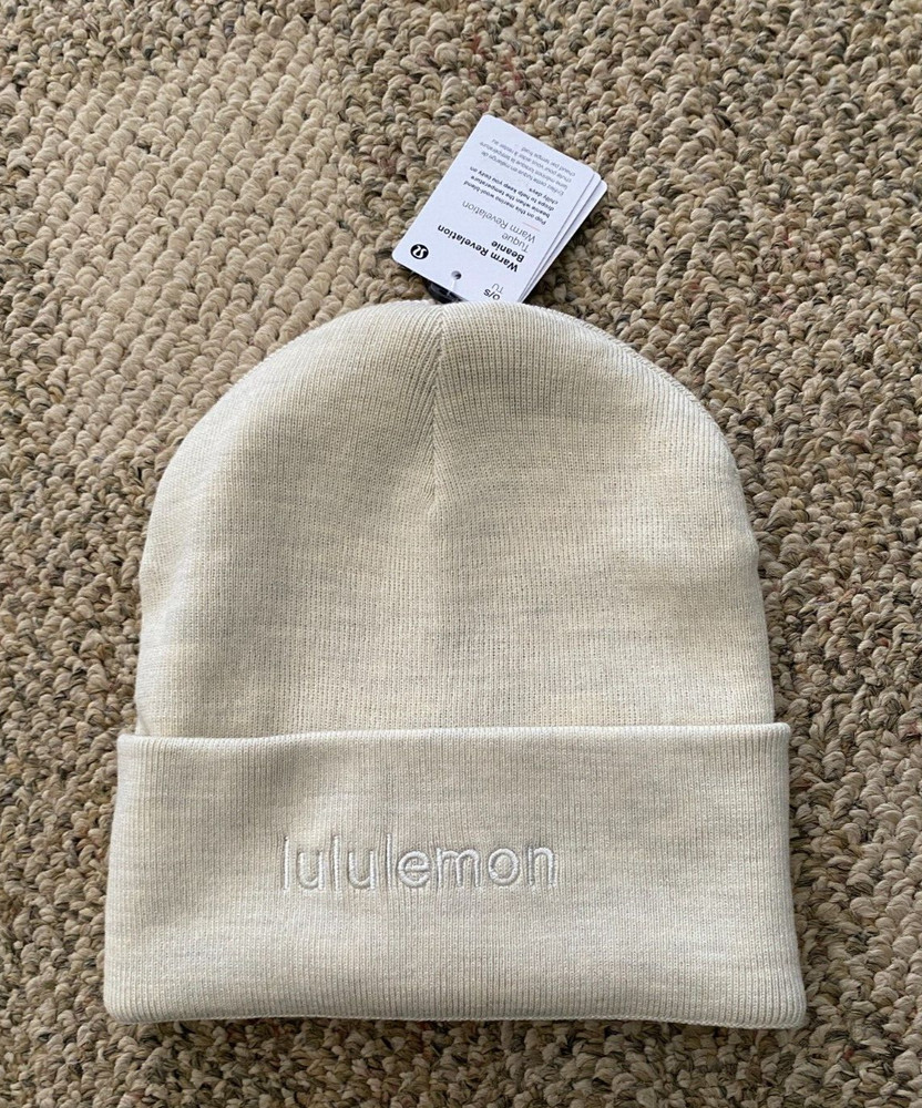 Lululemon Beanie Knit Hat Warm Revelation Heathered Bone Women’s One Size